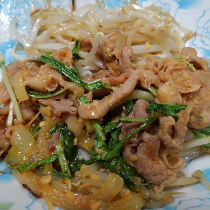 モヤシたっぷり…豚肉の味噌漬け焼き